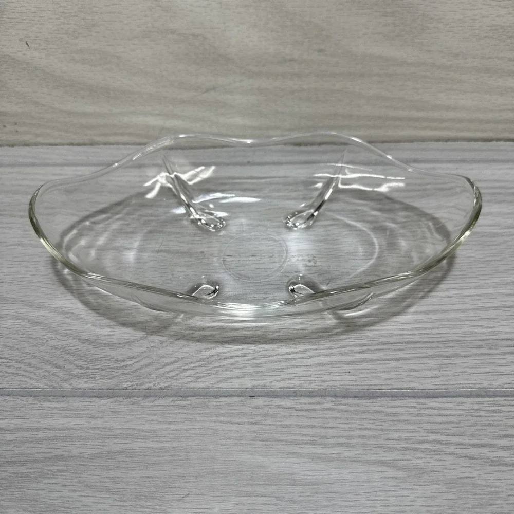 ANCHOR HOCKING Swedish Modern Low Bowl Clear Oval Depression Glass 9x5